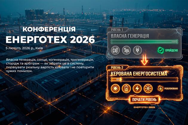 ЕНЕРГОТЕХ, 7-а щорічна конференція для виробничих підприємств, відбудеться 5 лютого 2026 р. в  Києві.