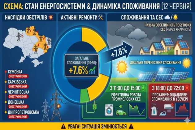 Attacks and Overcast Weather Drive Electricity Consumption Up by 7.6% — Ukrenergo