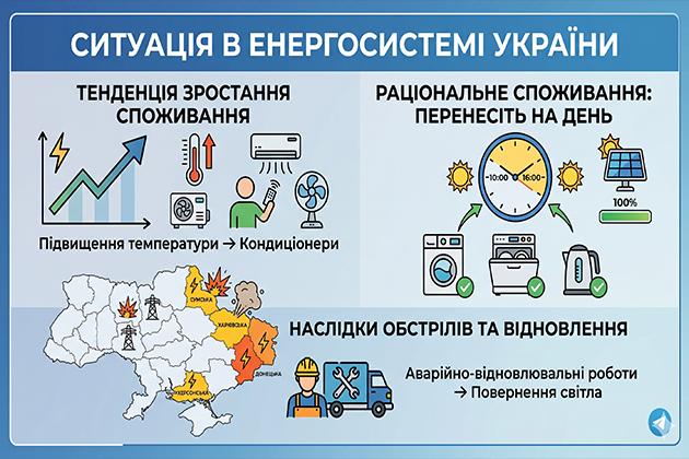Температура повітря зростає, а разом із нею й навантаження на мережу: ситуація в енергосистемі на 22 червня