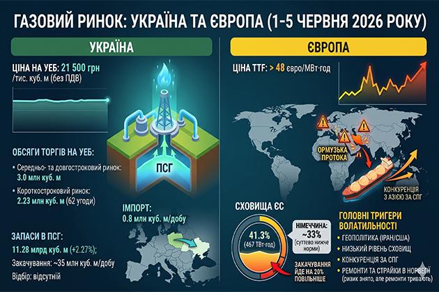Ціна газу в Україні та Європі: огляд ринку за 1 – 5 червня - УЕБ