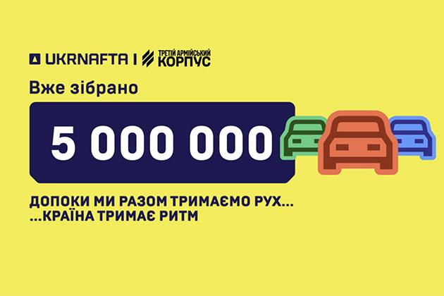 UKRNAFTA зібрала 5 млн грн на НРК для Третього Армійського корпусу