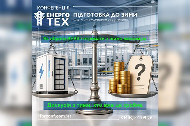 Помилки при виборі та експлуатації накопичувачів енергії: досвід бізнесу обговорять на конференції ЕНЕРГОТЕХ